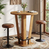 Tribesigns Ronde Sta-tafel 80 cm Ø in modern bar-design, High Top Bistrotafel met Metalen Voetsteun 3