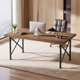 Massief houten bureau 160 × 80 cm, computertafel met X-vormig metalen onderstel voor het thuiskantoor 3