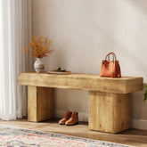 Tribesigns 119 cm massief houten halbank, farmhouse zitbank met dikke zitting 3