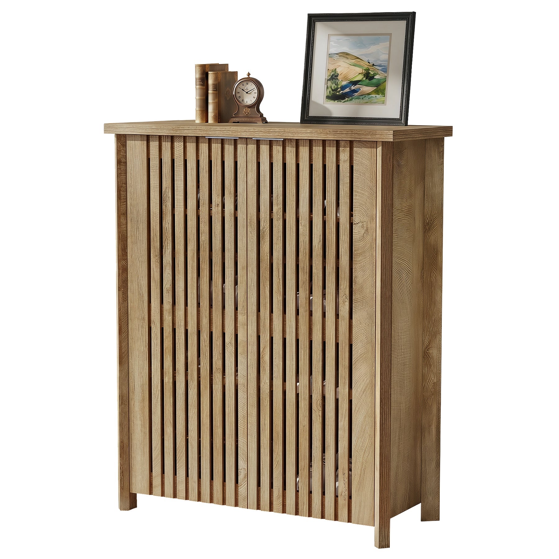 Tribesigns 80 × 35 × 111 cm schoenenkast met 2 lamellendeuren, schoenenrek met 6 niveaus voor de hal