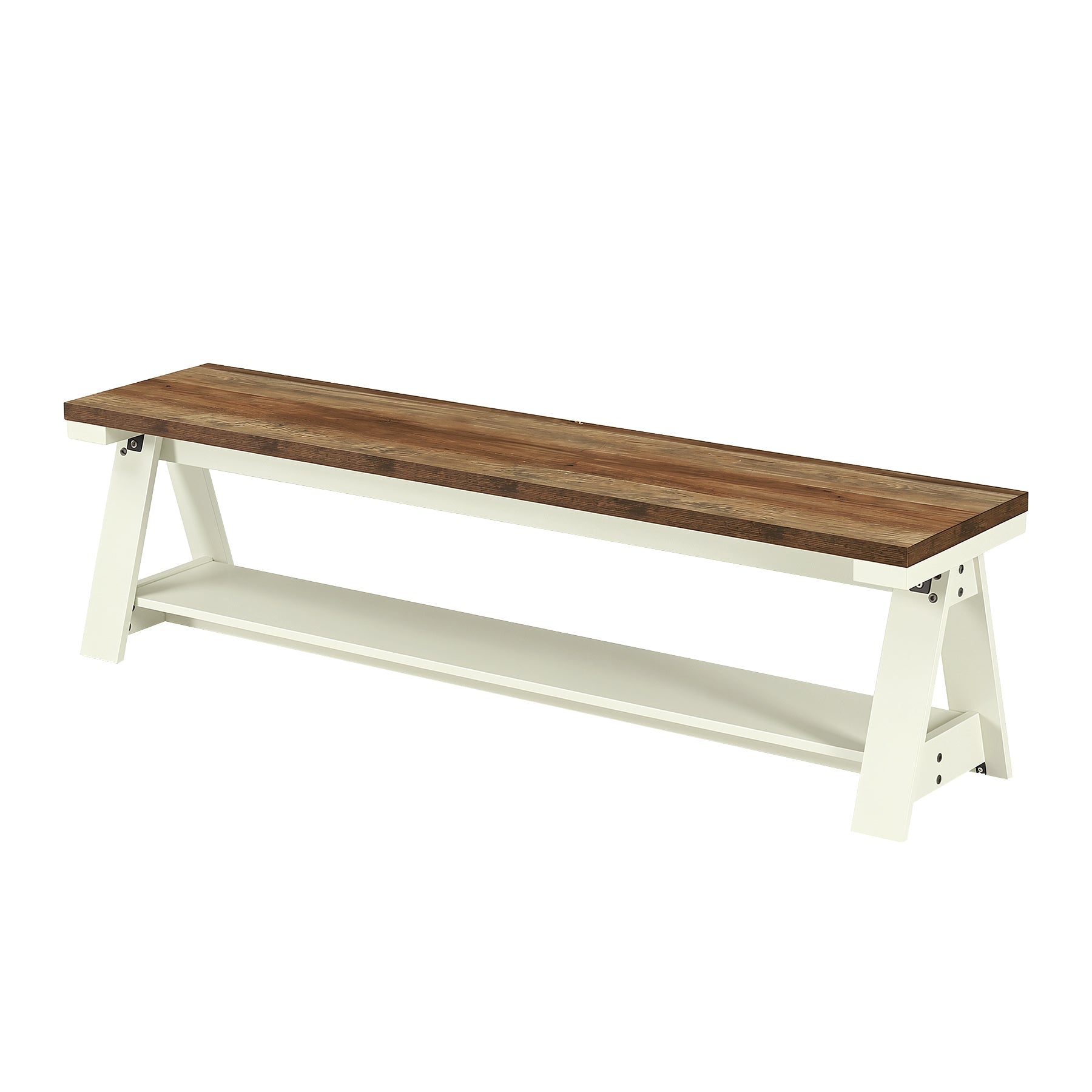Tribesigns Houten Zitbank 150 cm met Plank, Halbank en Bedbank met 2 Niveaus