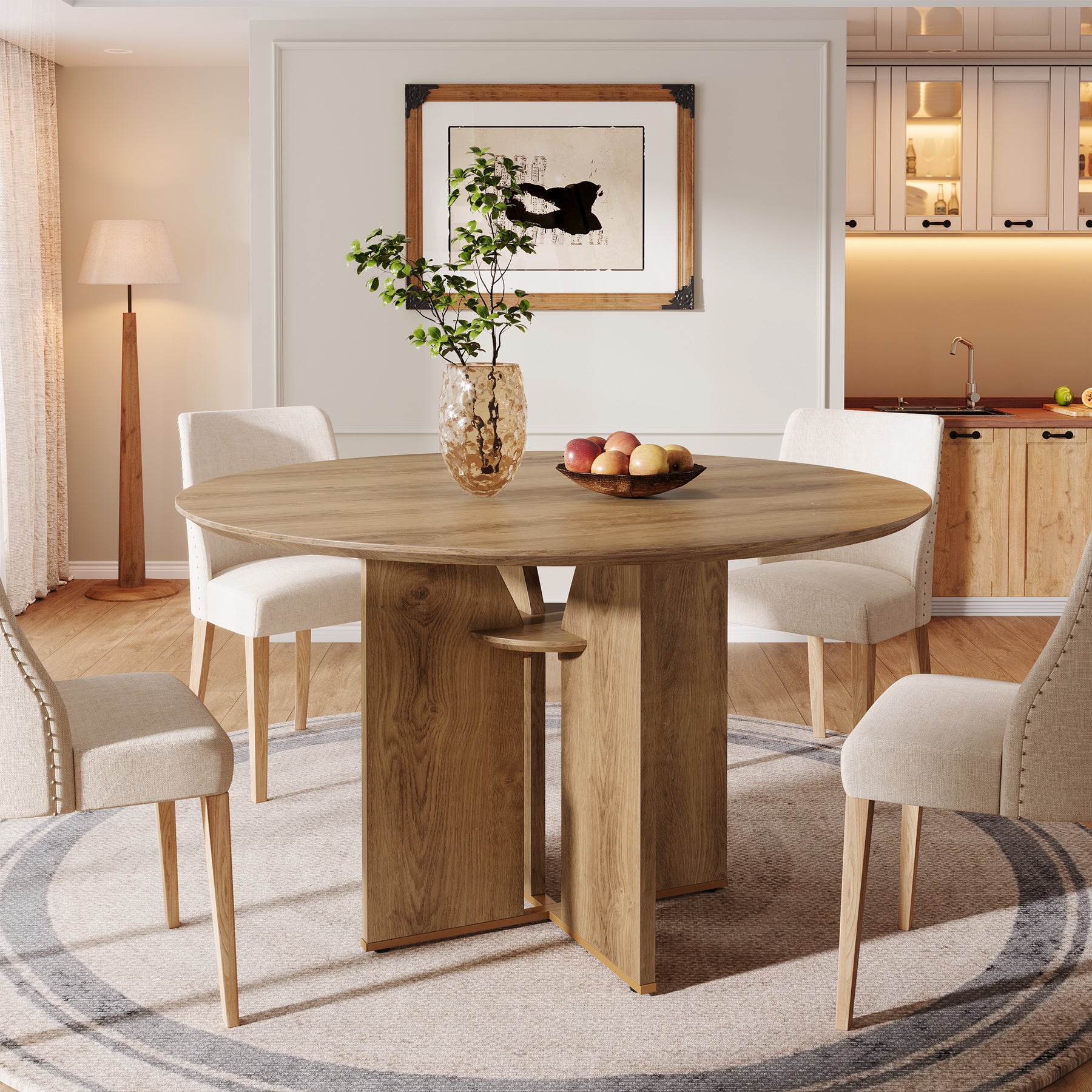Tribesigns 100 cm Ronde Eettafel, Houten Tafel voor 4 Personen voor Keuken