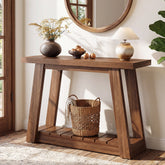 Tribesigns smalle consoletafel van 105 cm, haltafel met twee legplanken en open opbergruimte 3
