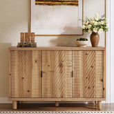 121 x 40 x 80 cm Tribesigns massief houten dressoir met 3 deuren en verstelbare planken, landelijke buffetkast voor keuken eetkamer en entree 3