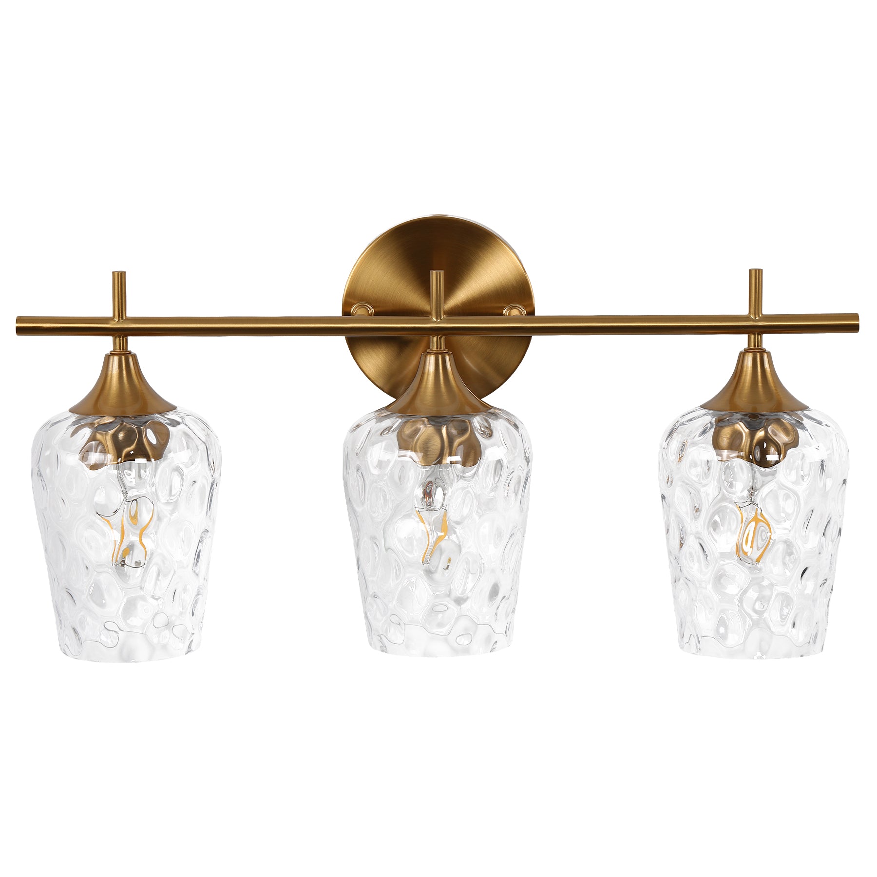 53 x 17 x 27 cm Tribesigns 3-lichts badkamerwandlamp met E27 fitting, gouden wandlamp met golfglazen kappen voor badkamerspiegel