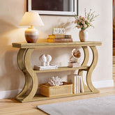 Tribesigns consolentafel 140 cm met 3 planken, smalle gangtafel met golfvormig design 3
