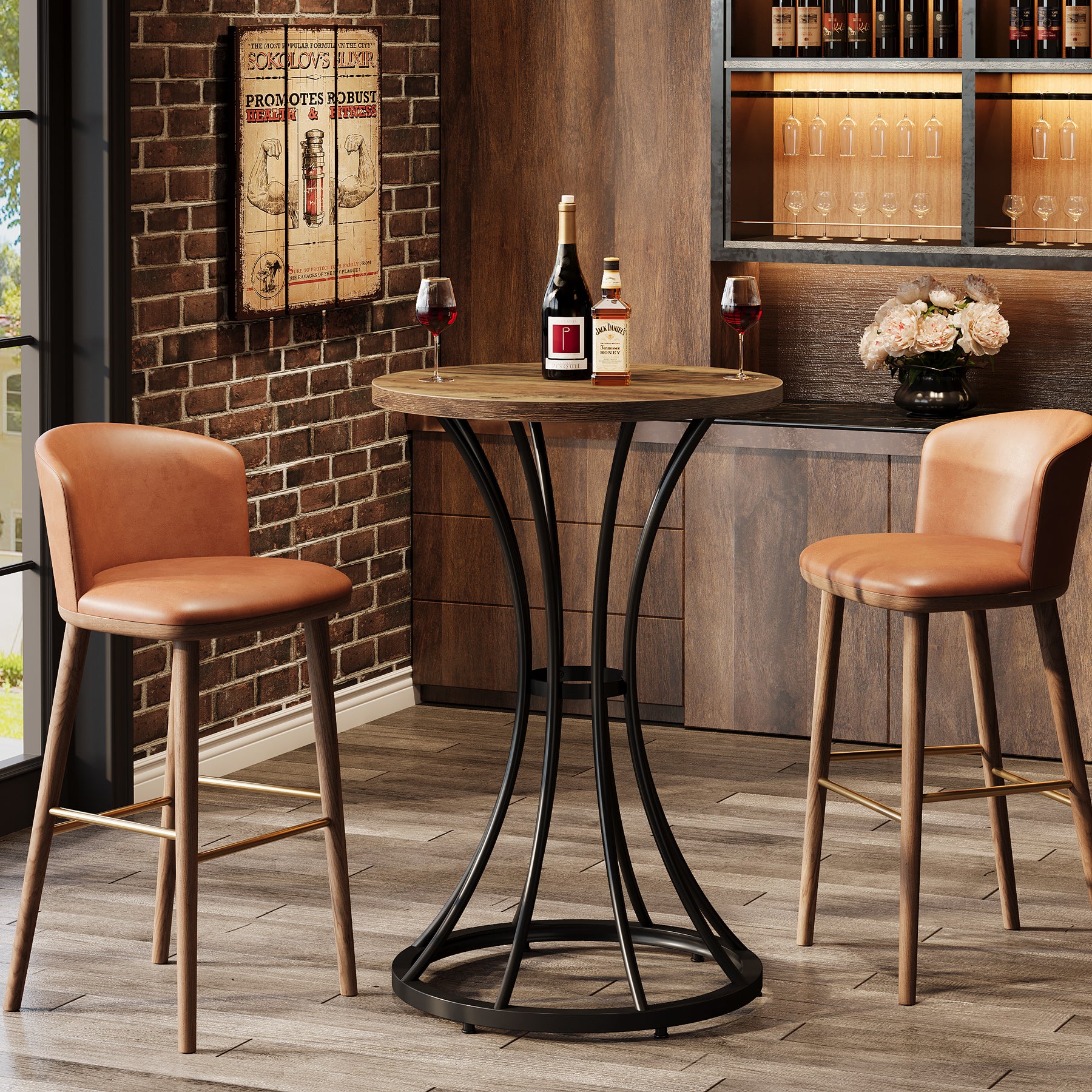 60 cm Ronde Eettafel op Barb hoogte voor 2 Personen