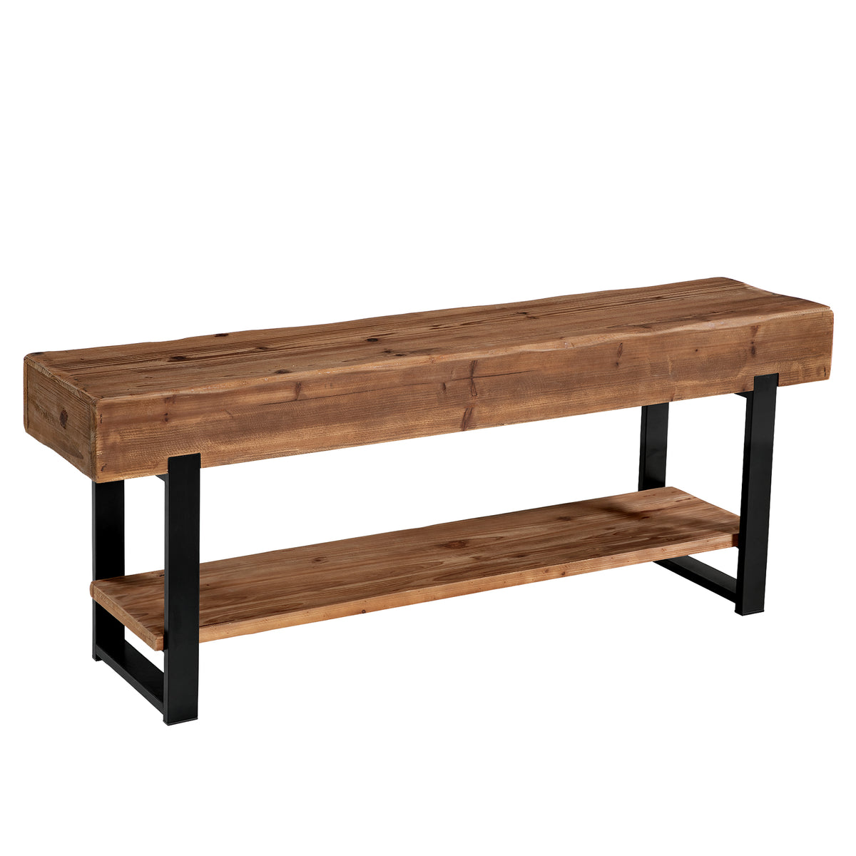 Tribesigns 160 cm tv-meubel van massief hout met 2-laags opbergrek en metalen frame, landelijke tv-kast voor woonkamer