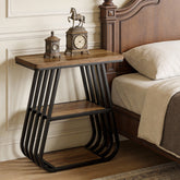 60 cm Bijzettafel voor Woonkamer, 3-Tier Smalle Tafel met Opbergplank in Eikenbruin en Zwart 3