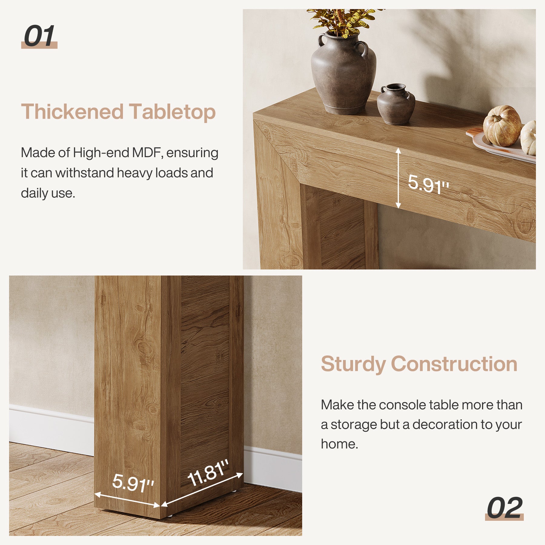 160 cm Boerenstijl Consoletafel, Sofatafel of Entreetafel voor Hal