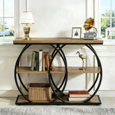 105 cm Industriële Consoletafel, 3-laags Sidetable met Opbergruimte 3