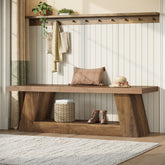 Tribesigns 160 cm Halbank, Houten Opbergbank met Plank voor Gang 3