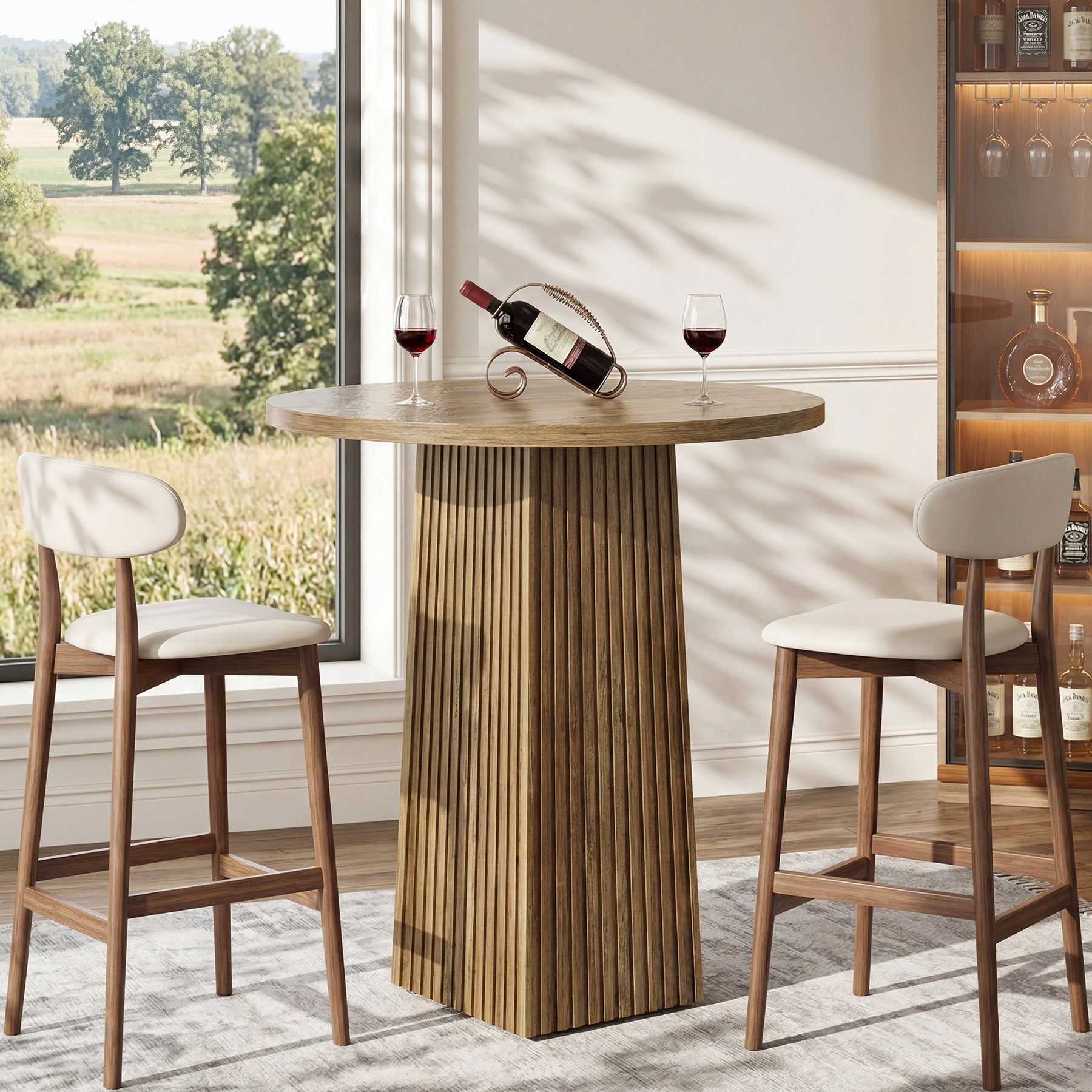 100 cm Tribesigns Ronde Bartafel, Houten Pubtafel voor Keuken (Alleen Tafel)