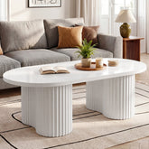 Tribesigns 120 cm ovale salontafel, moderne woonkamertafel met geribd oppervlak in minimalistisch design 3