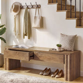 140 cm Tribesigns halbank met 2 verborgen opberglades, moderne zitbank in warme eikenlook voor hal en slaapkamer 3