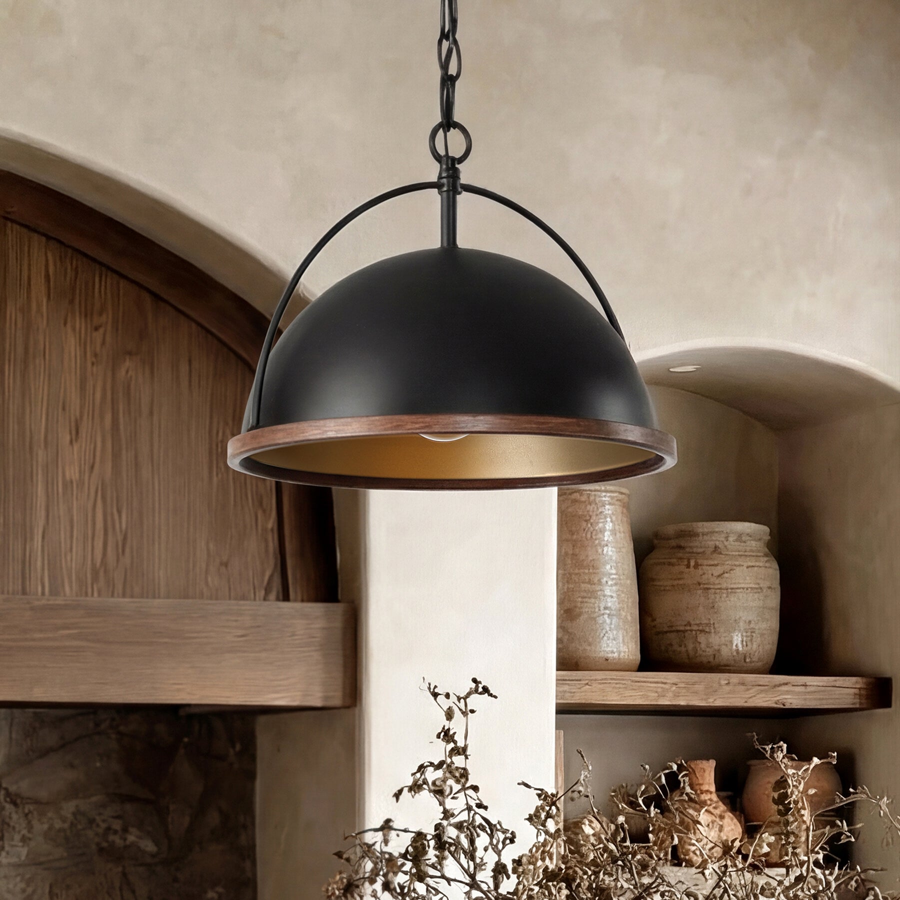 33 cm Metalen Hanglamp met Verstelbare Hoogte, Industriële 1-Lichts Lamp voor Woonkamer Keuken Slaapkamer