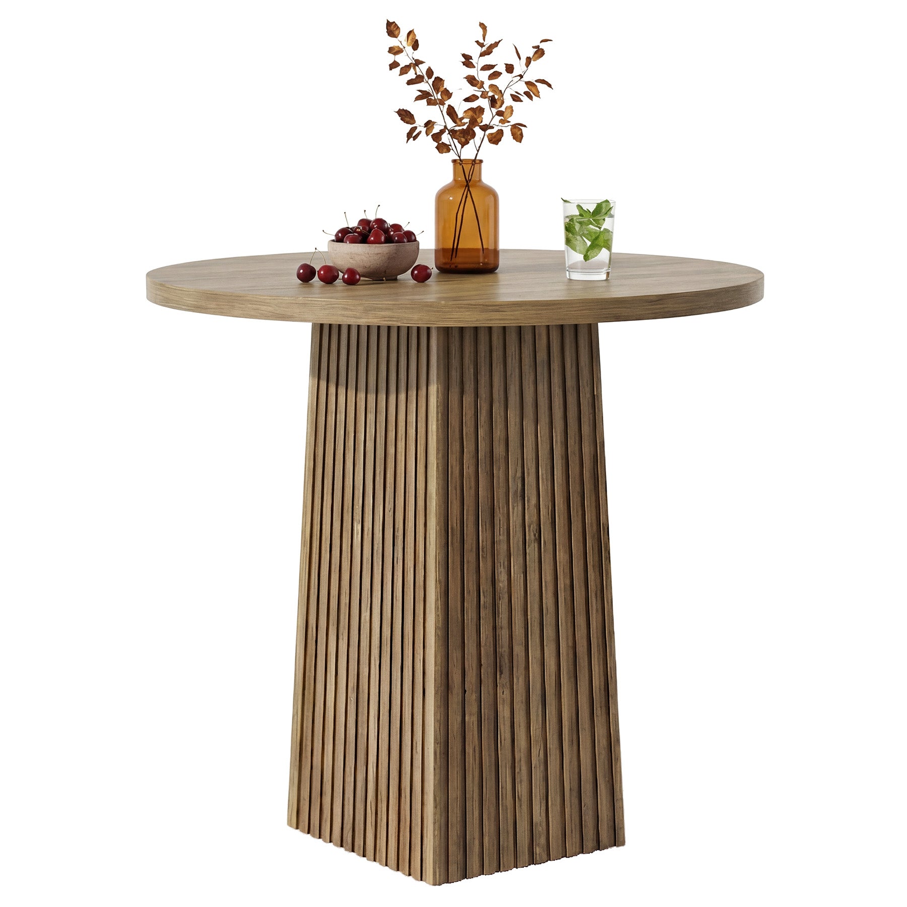 80 cm Tribesigns Ronde Eettafel, Houten Pedestal Tafel voor 2 Personen