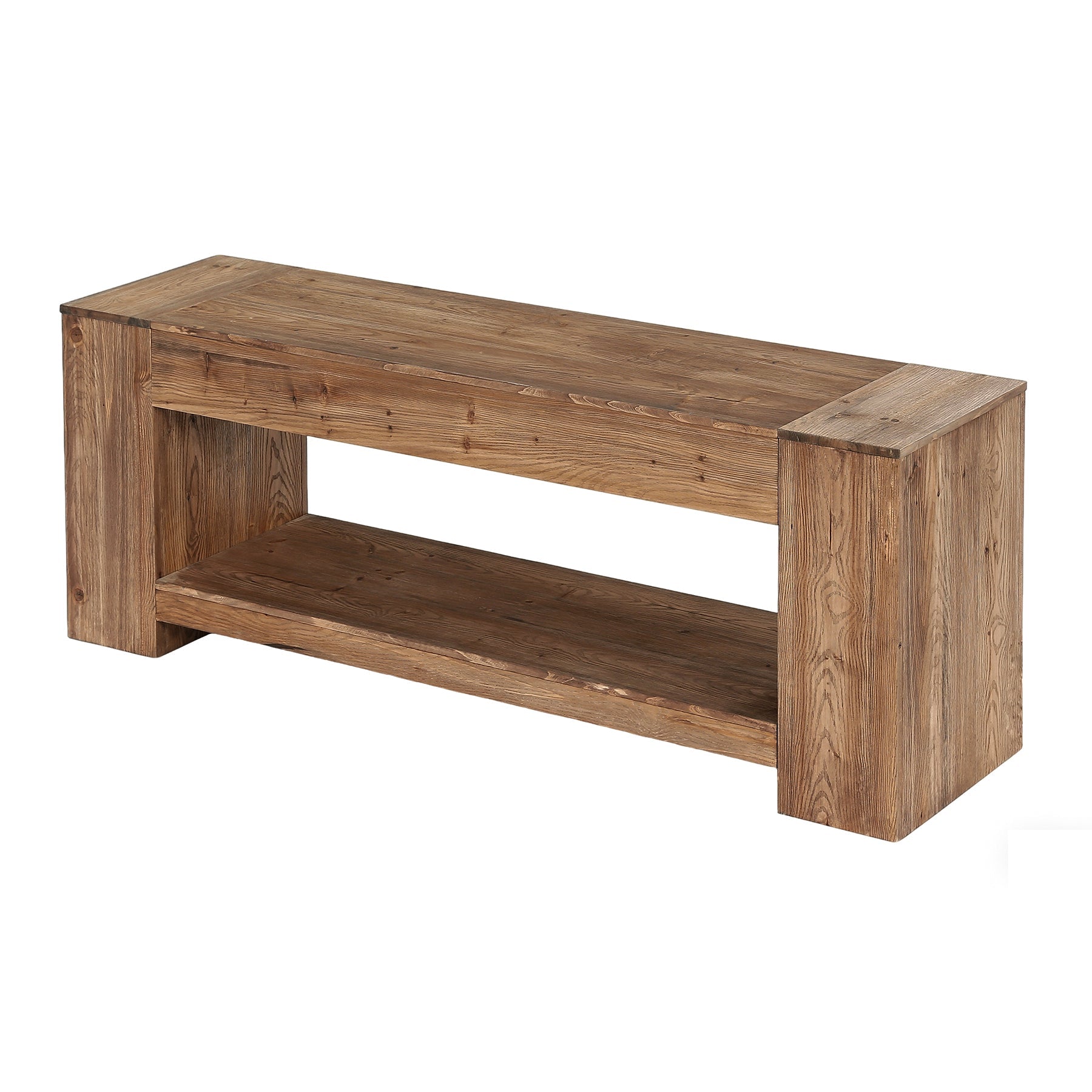 Tribesigns massief houten tv-meubel 160 cm voor tv’s tot 75 inch, landelijke tv-kast met open opbergvak