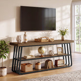 160 cm tv-meubel met 3-laags open opbergrek en metalen frame, industriële tv-kast voor woonkamer en entertainmentruimte 3