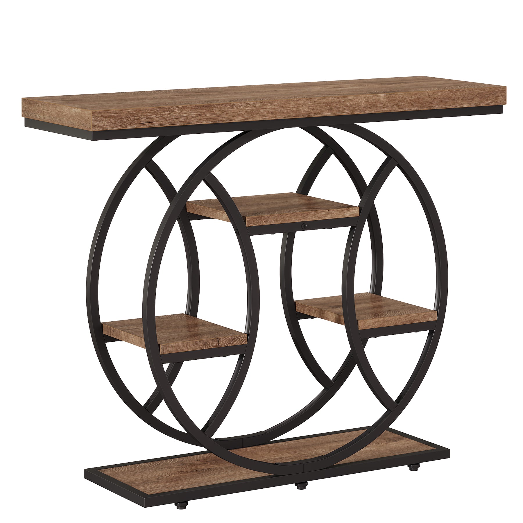 105 cm Tribesigns Consoletafel, 4-Laagse Sidetable met Rond Frame