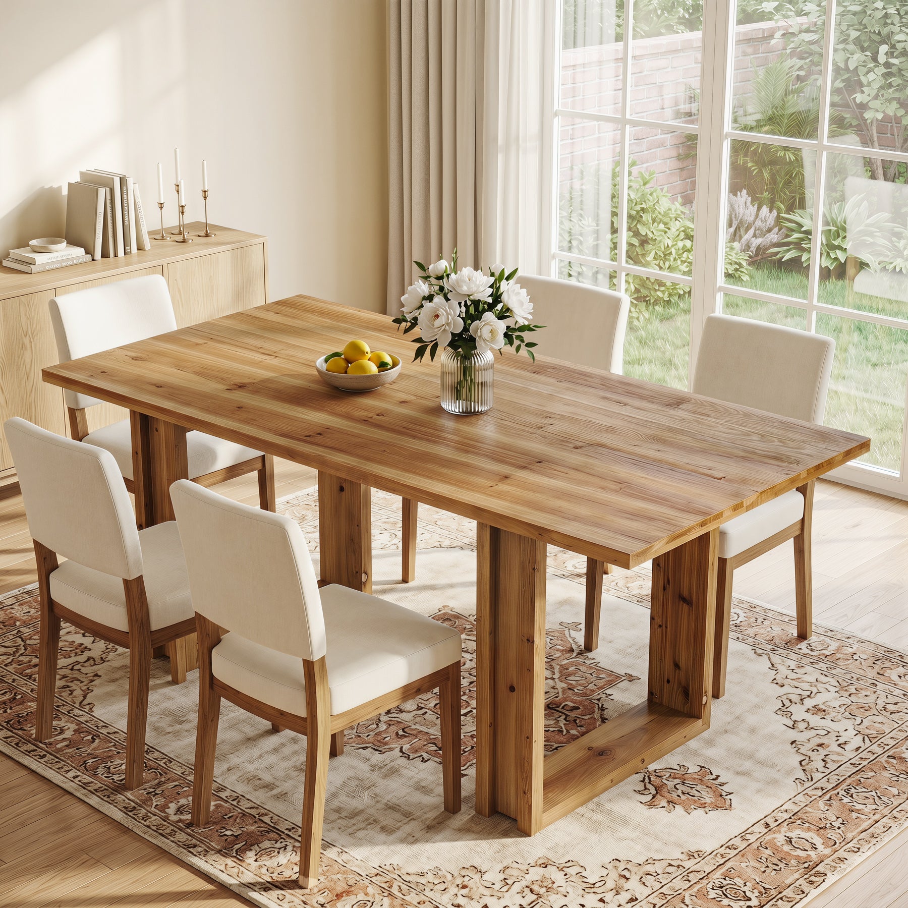 Tribesigns 160 cm massief houten eettafel, landelijke keukentafel voor 4-6 personen