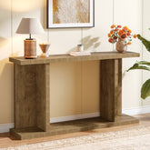 140 cm Consoletafel, 2-Laags Landelijke Banktafel voor Achter de Bank 3