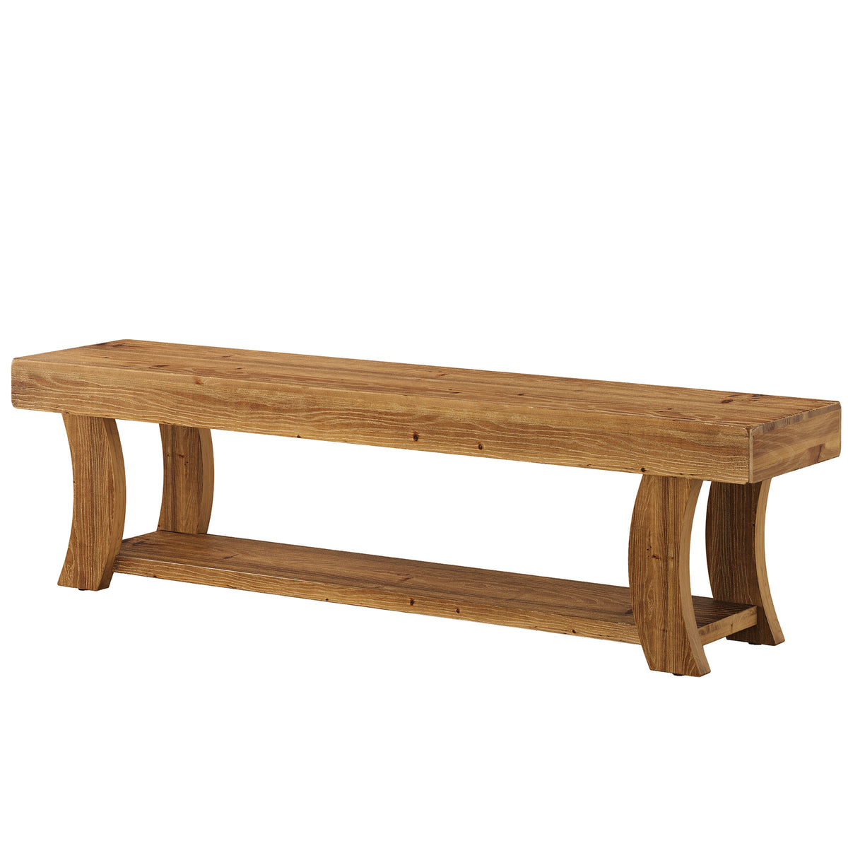 160 cm houten entreebank met opbergrek en massief houten design, landelijke schoenenbank voor hal en woonkamer