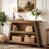 Tribesigns 120 cm massief houten consoletafel, sidetable met 3 planken voor hal 3
