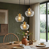 152 cm Tribesigns 3-lichts pendellamp met geribbeld glas en E27 fitting, in hoogte verstelbare vintage hanglamp voor eettafel, keuken en woonkamer [Energieklasse E] 3