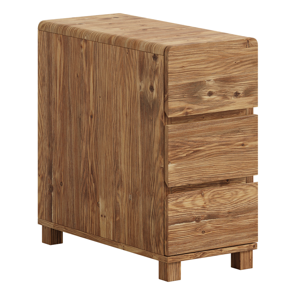 60 cm Tribesigns massief houten nachtkastje met 3 lades, smalle bijzettafel voor slaapkamer en kleine ruimtes