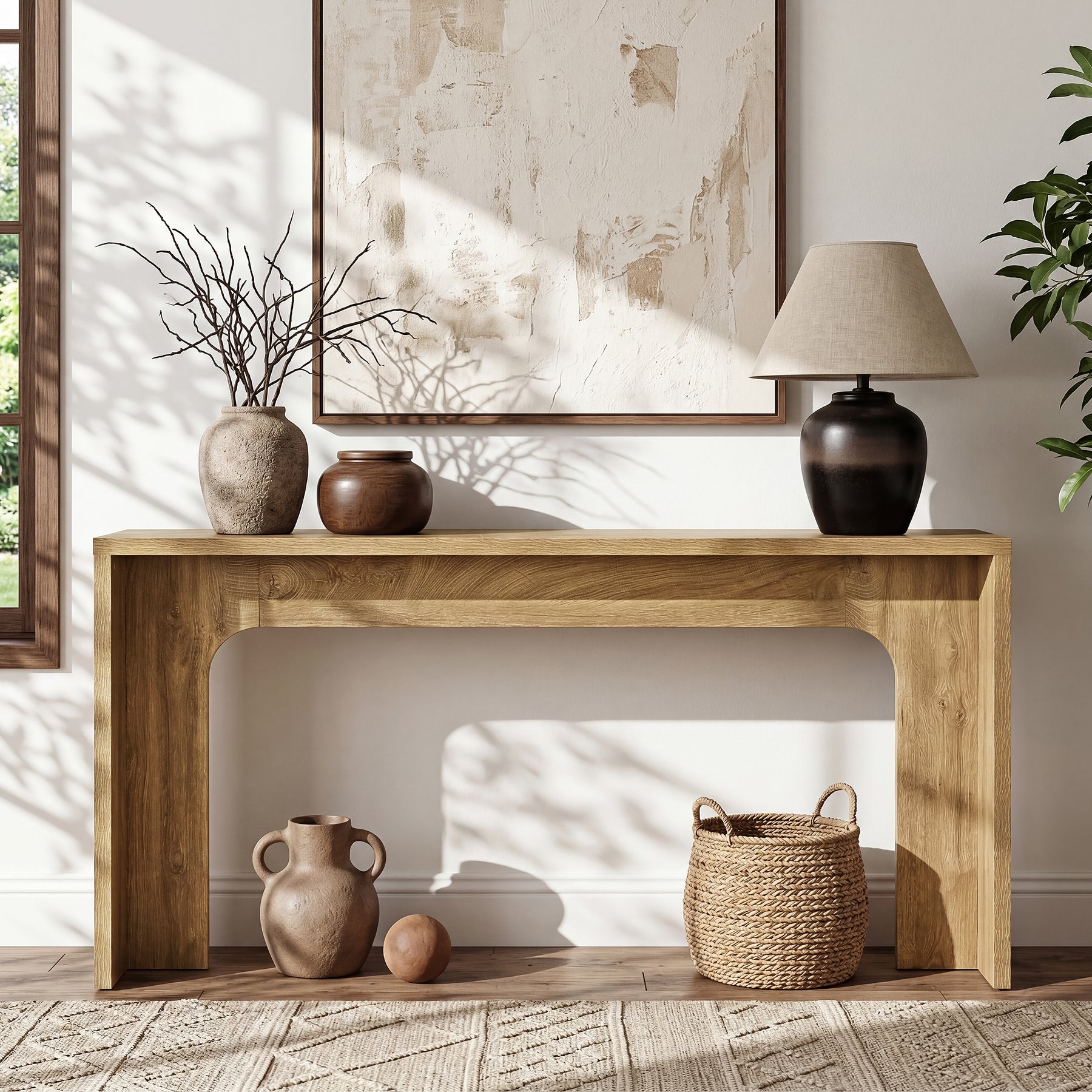 Tribesigns 160 cm Smalle Consoletafel, Moderne Haltafel van Hout