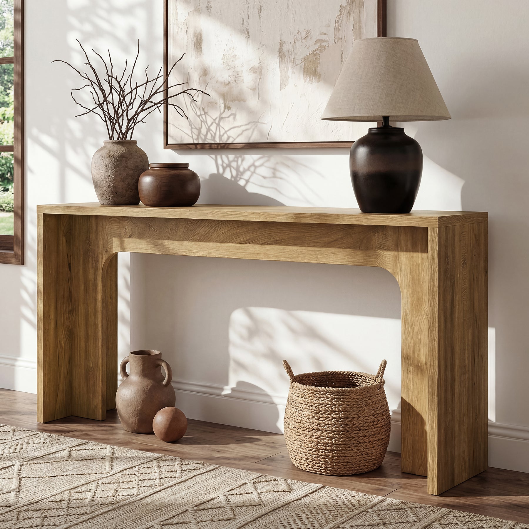 Tribesigns 160 cm Smalle Consoletafel, Moderne Haltafel van Hout