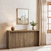 160 cm landelijke consoletafel, houten entree-tafel met geribd design voor in de hal 3