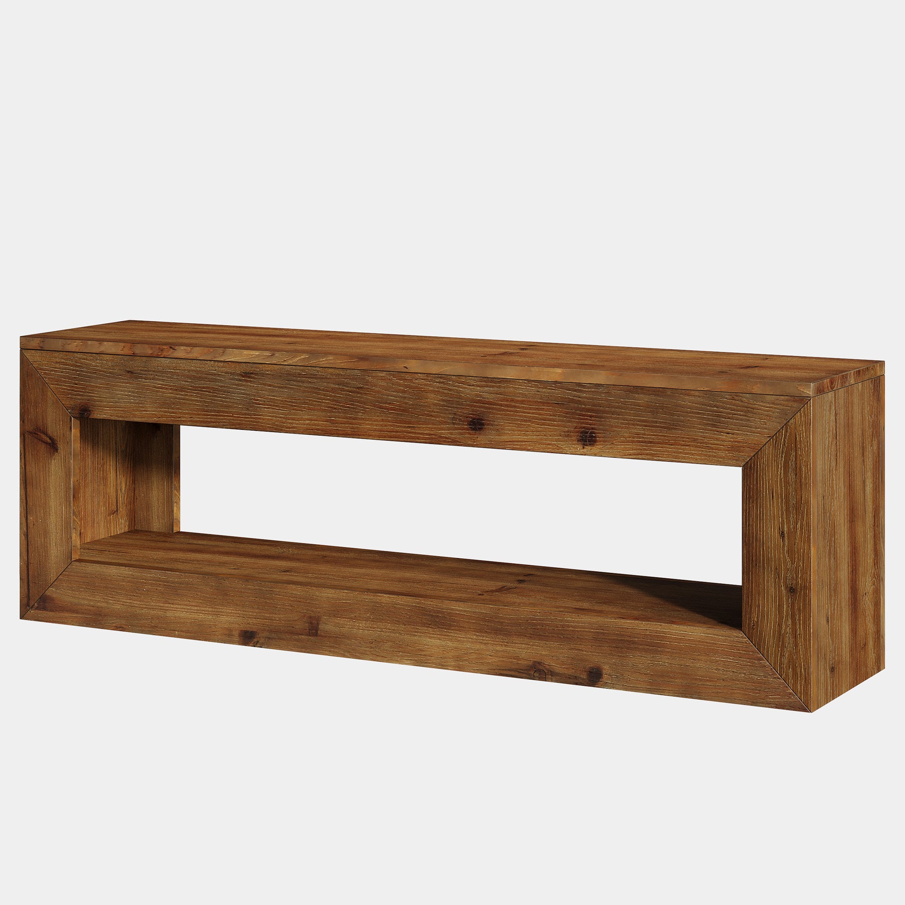 120 cm massief houten halbank met opbergplank, landelijke zitbank voor entree en hal