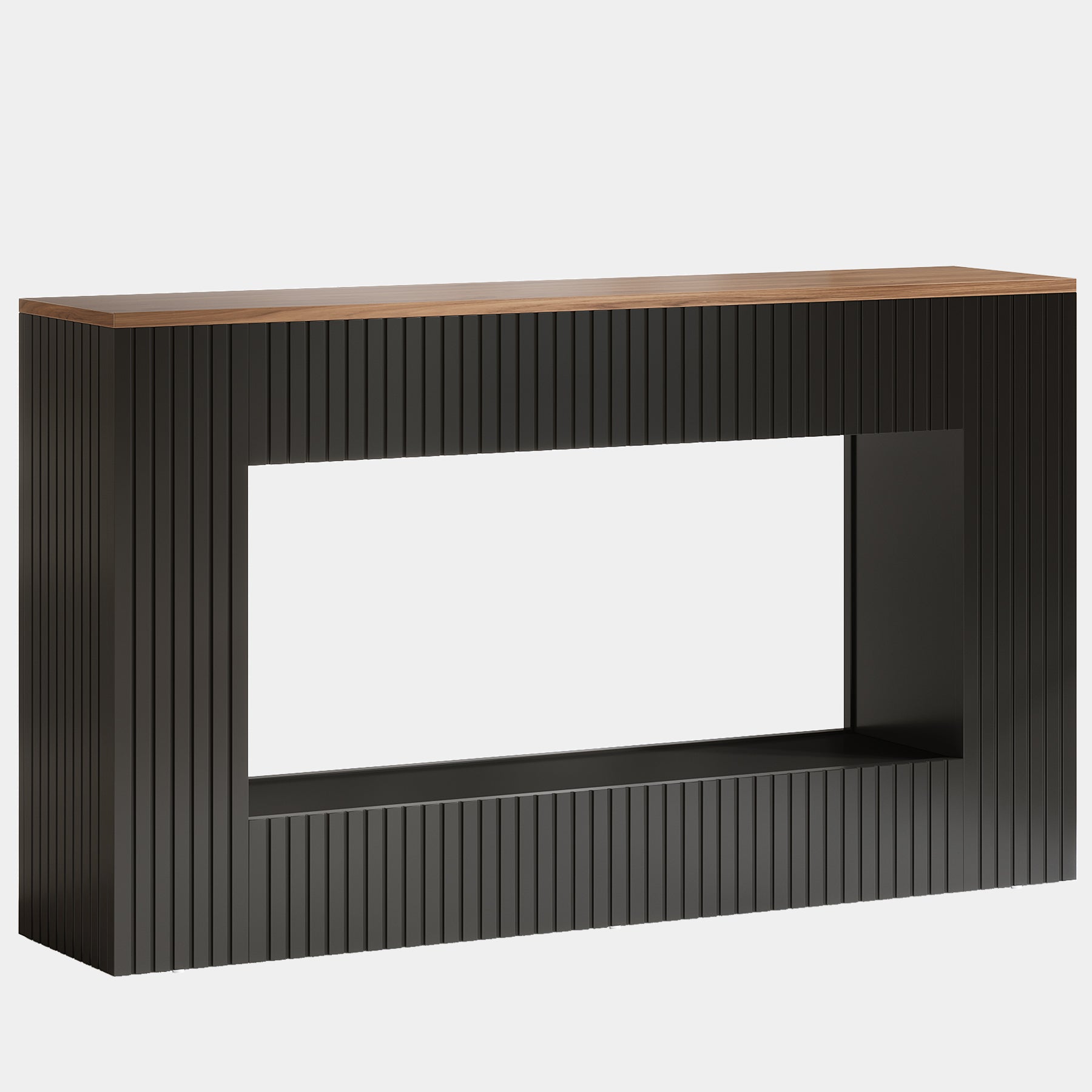 140 cm Moderne Consoletafel, Smalle Entreetafel met Twee Opbergplanken voor Hal