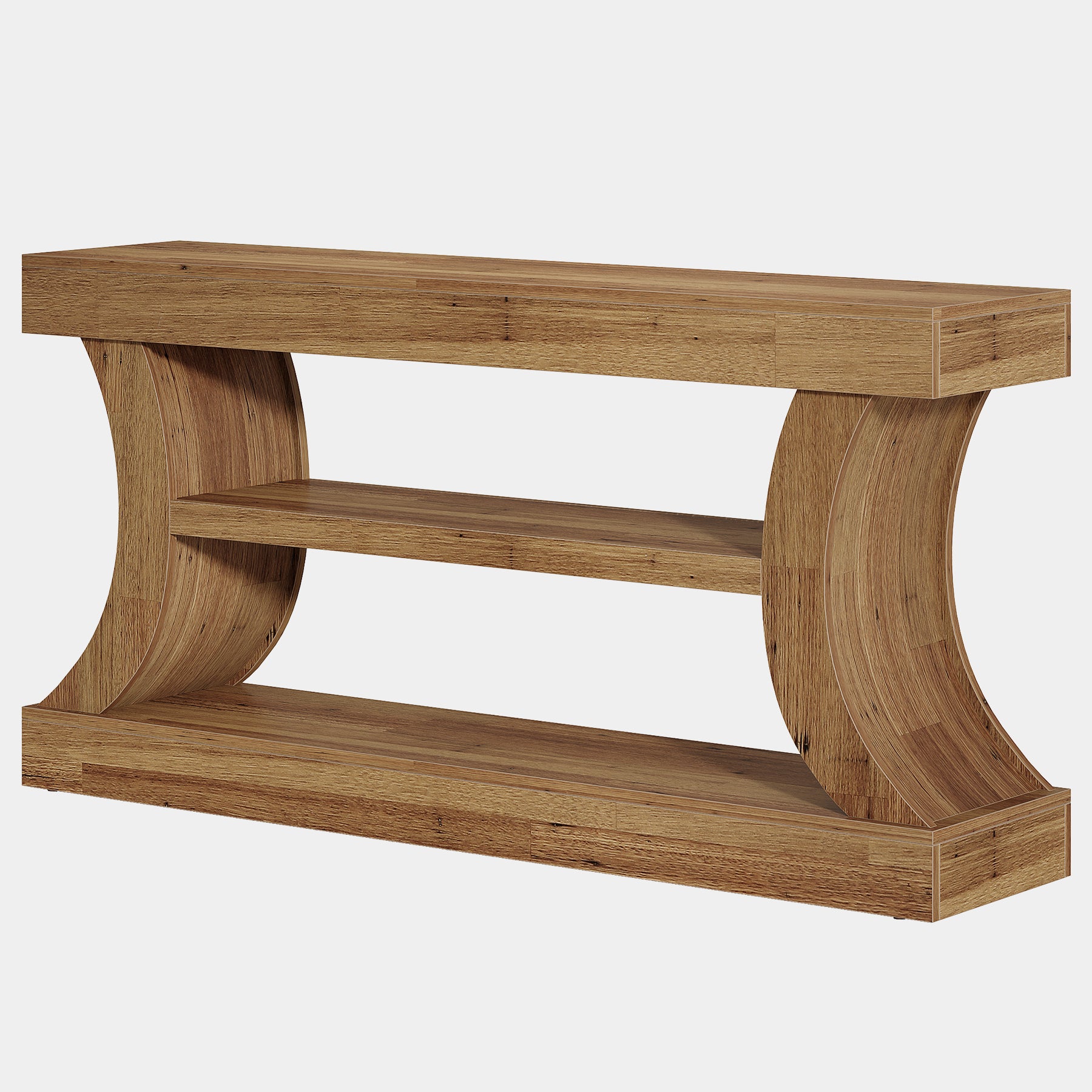 160 cm Tribesigns consoletafel met gebogen ontwerp, lage tv-kast met opbergruimte voor woonkamer