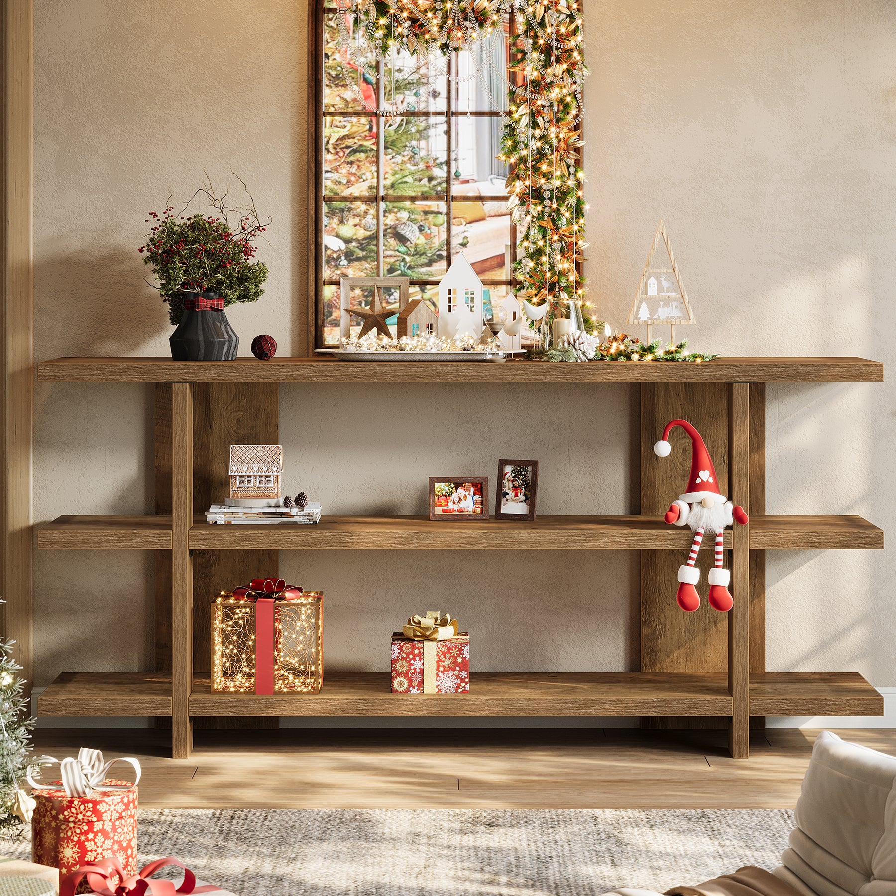 Tribesigns Consoletafel 160 cm met 3-laags Opbergruimte