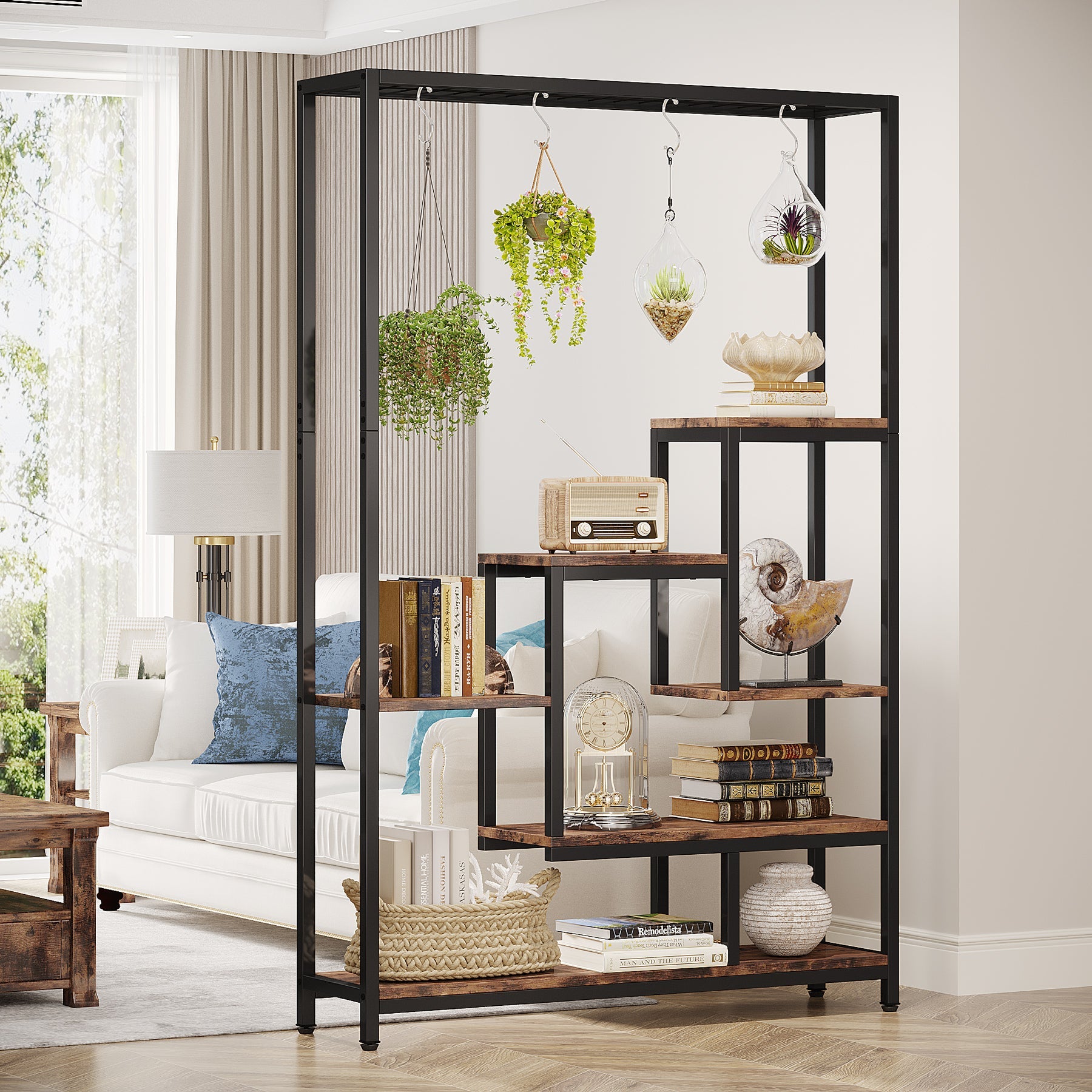 Vijfdelige Plantenstandaard, 180 cm Hoge Bloemenrek met 10 S-Haken