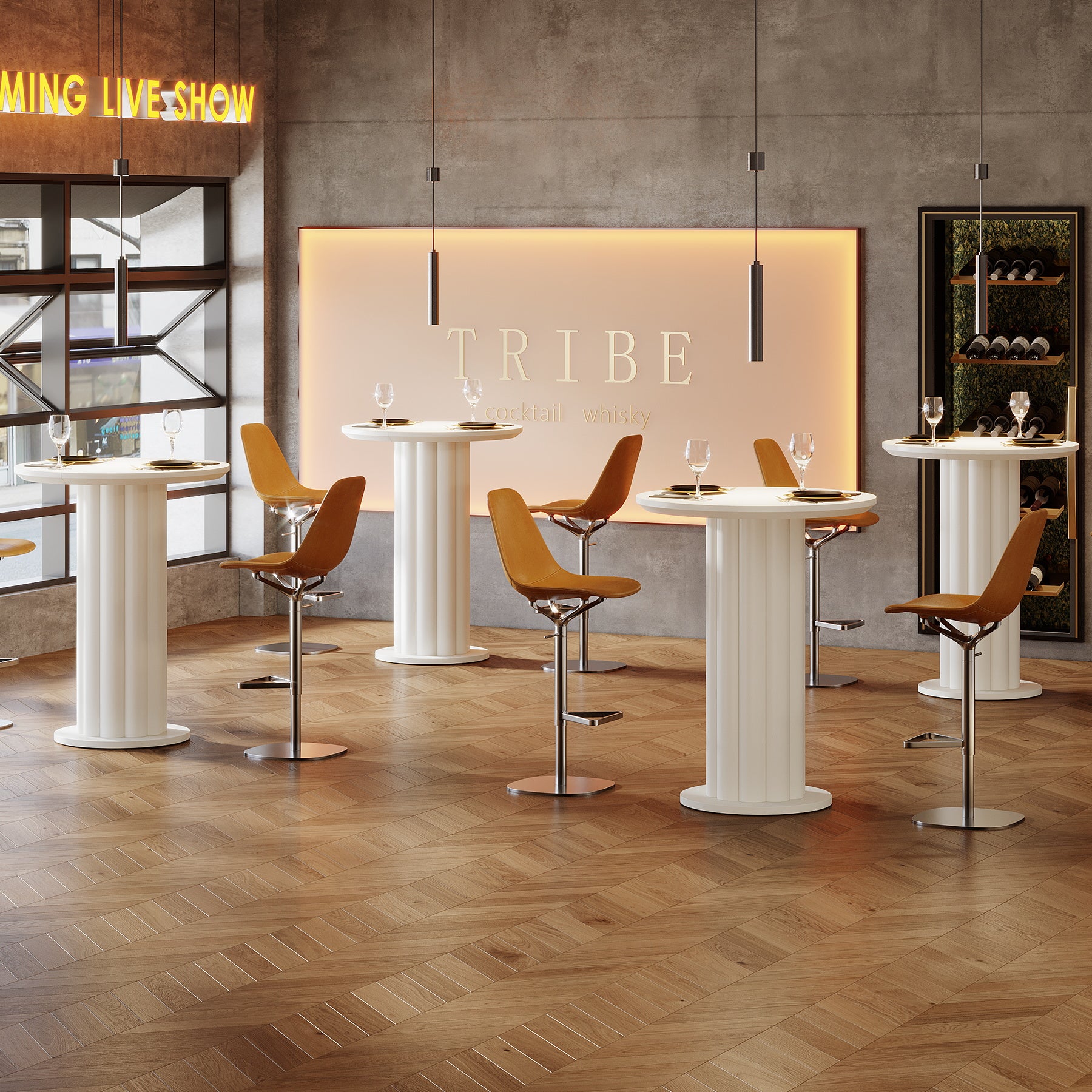 Tribesigns 99 cm Hoge Bartafel met Romeins Zuilenvoet, Ronde Tafel voor Kleine Ruimtes