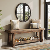Tribesigns 140 cm massief houten halbank, schoenenbank met open plank voor hal 3