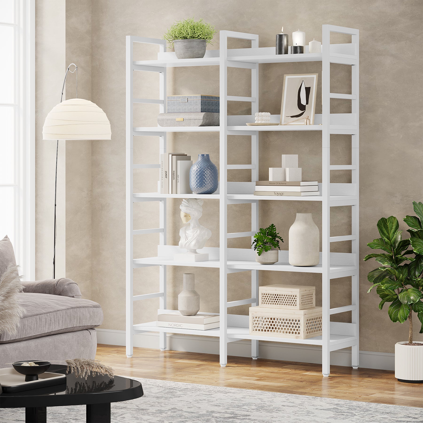180 cm Tribesigns Boekenkast, Vijfplanken Industriële Etagere voor Woonkamer