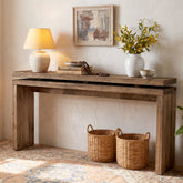 Tribesigns Massief Houten Consoletafel 160 cm, Smalle Haltafel in Landelijke Stijl 3