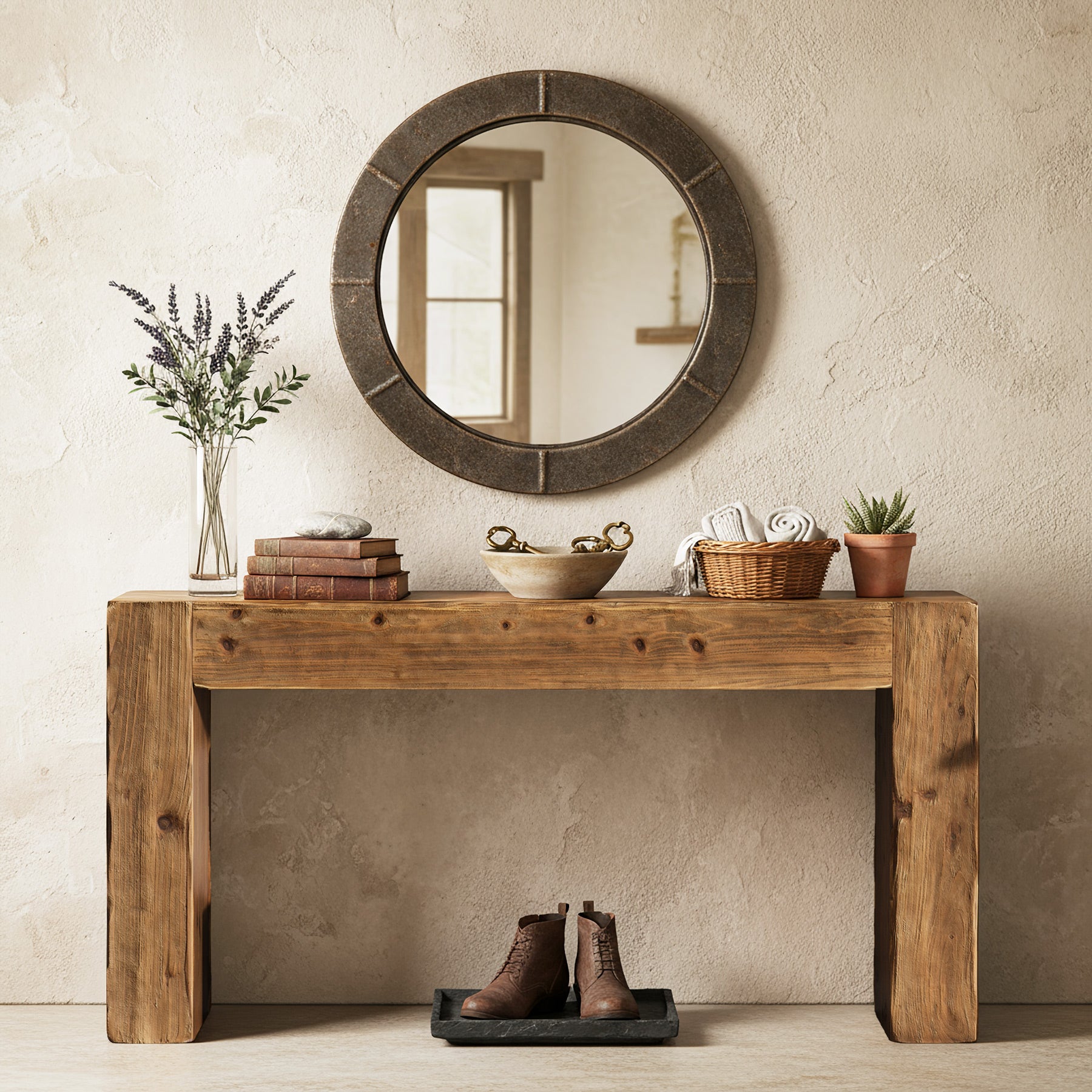 160 cm Massief Houten Consoletafel, Farmhouse Sidetable voor Woonkamer