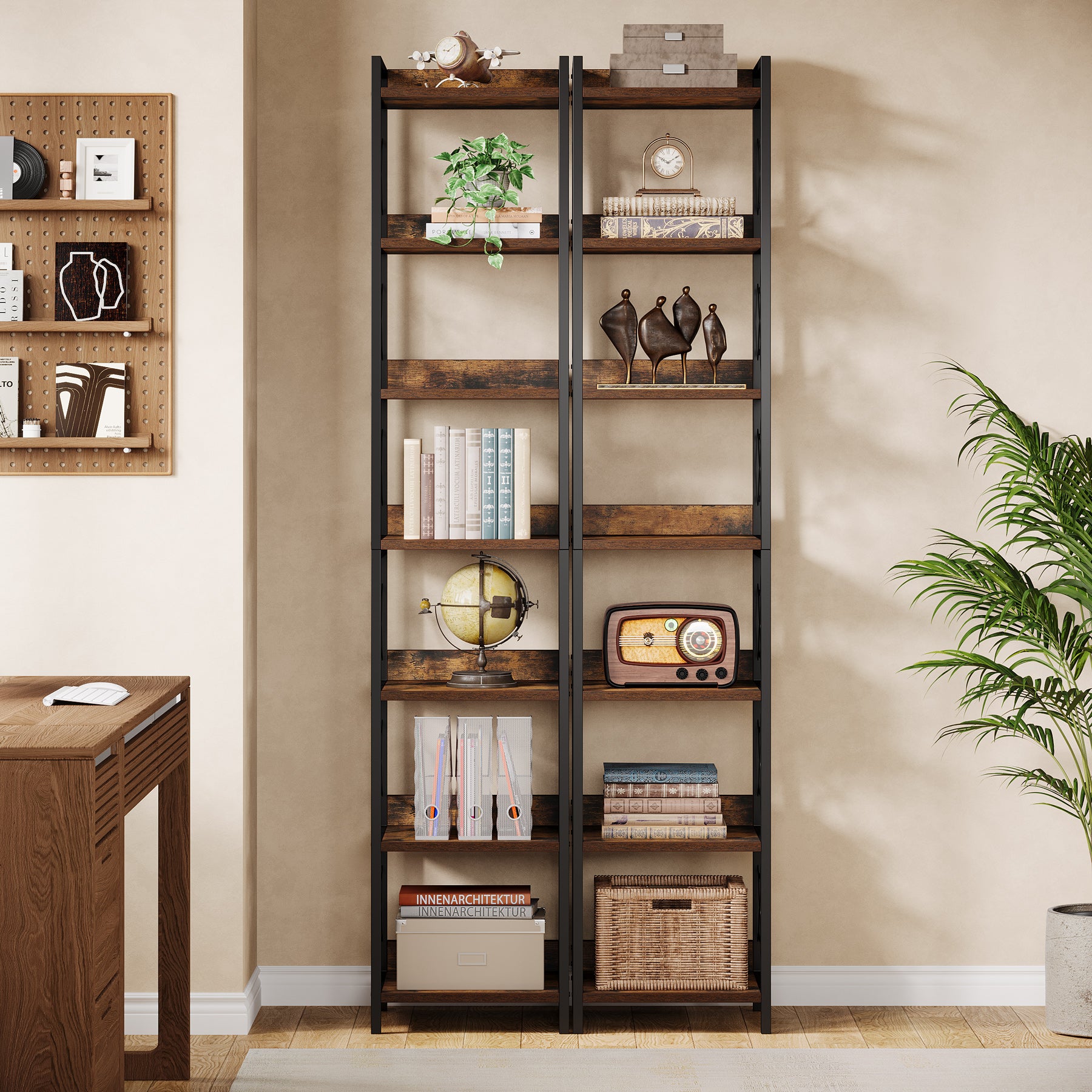 Tribesigns 200 cm 7-Tier Hoekplank，Extra Hoge Smalle Boekenplank