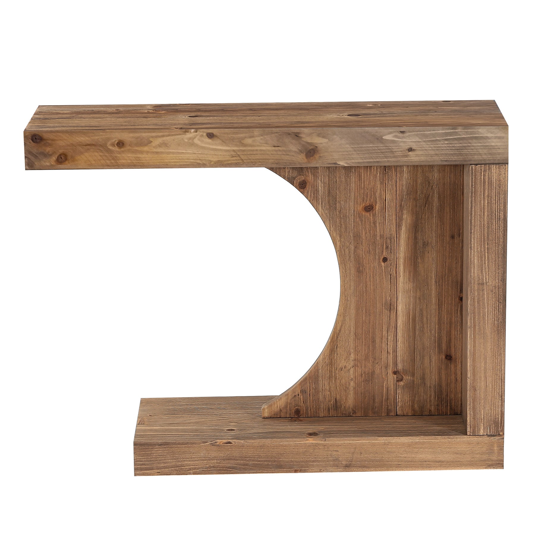 Tribesigns Massief Houten Consoletafel 100 cm, Moderne Haltafel met C-vormig Design