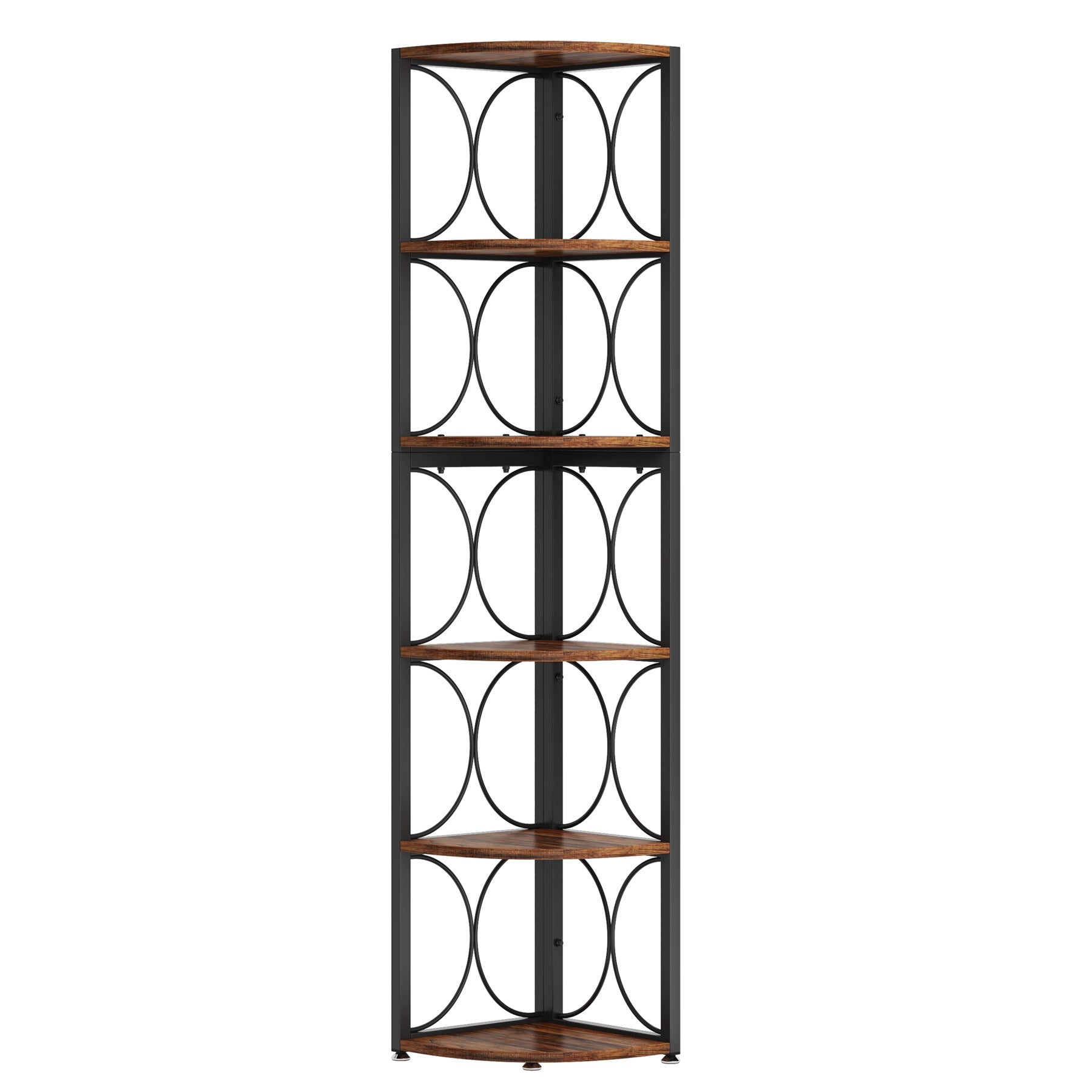 170 cm Tribesigns Hoekboekenkast, 6-Lags Rustieke Boekenplank voor Kleine Ruimtes