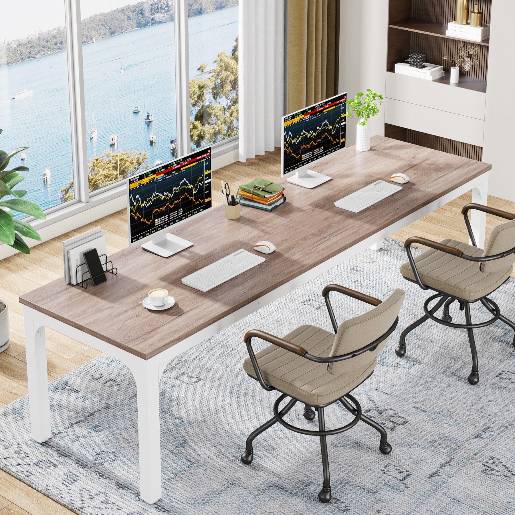 200 cm Tribesigns Computerbureau, Extra Lang Tweepersoons Computerkantoren voor Thuiskantoor