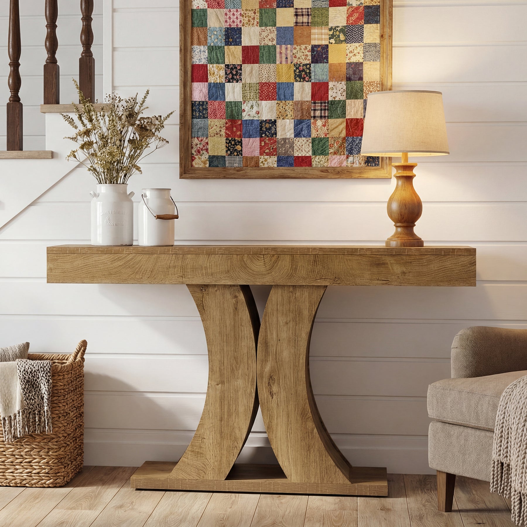 Tribesigns 150 cm Consoletafel, Smalle Houten Haltafel voor Woonkamer