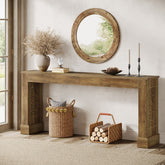 160 cm Landelijke Consoletafel voor Entree en Hal, Industriële Houten Haltafel Bruin 3