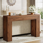 140 cm Landelijke Consoletafel, Lange Smalle Bureautafel met Versterkte Poten voor Hal 3